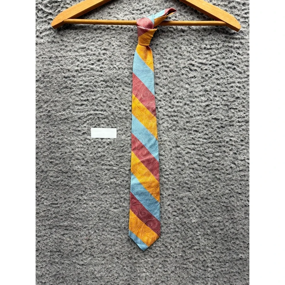 Givenchy Monsieur Striped Paisley Jacquard Silk Neck Tie Multicolor One Size